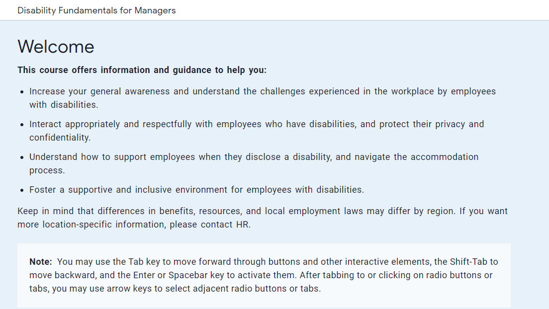 Disability Fundamentals for Managers