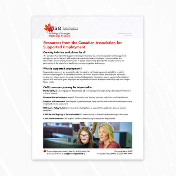 Flyer: Resources from the Canadian Association for Supported Employment - Image 2